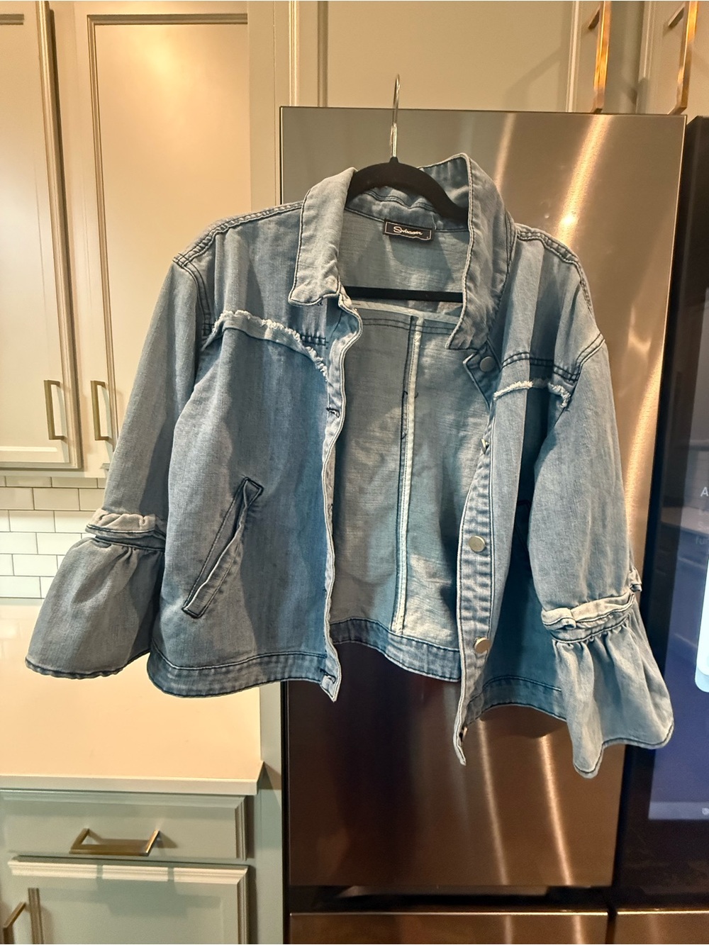 Free People Light Blue Denim Jean Jacket